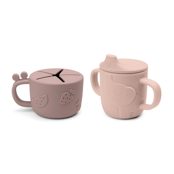 Ensemble duo snack cup et bec verseur - Vanille Coton