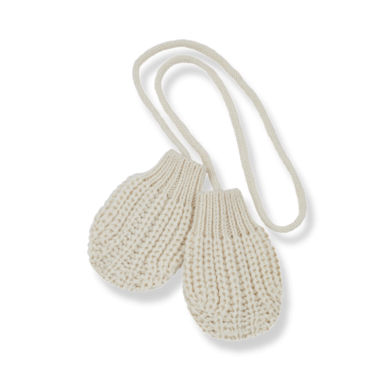 Moufles bébé mérinos « Demi » - Vanille Coton