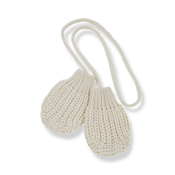 Moufles bébé mérinos « Demi » - Vanille Coton
