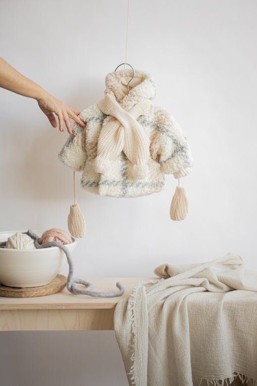 Moufles bébé mérinos « Demi » - Vanille Coton