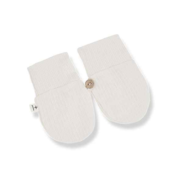 Moufles naissance  « Nura » - Vanille Coton