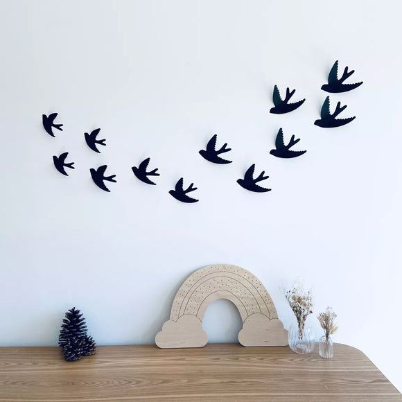 Envolée d’hirondelles murales - Vanille Coton