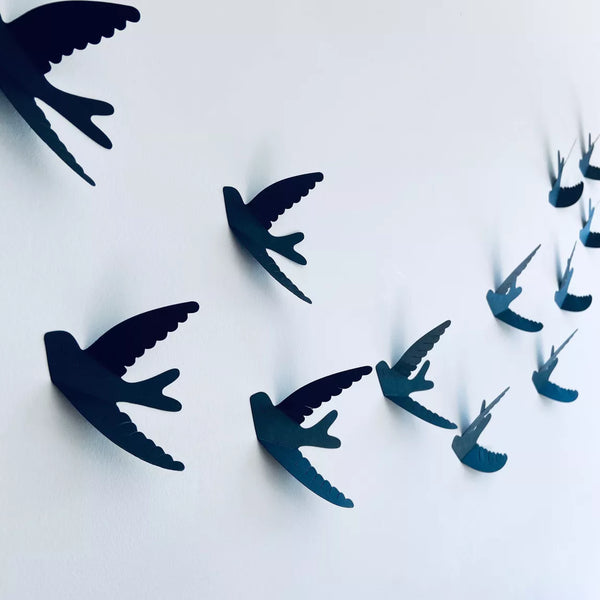 Envolée d’hirondelles murales - Vanille Coton