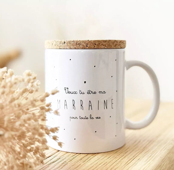 Tasse annonce « Veux-tu être ma marraine? » - Vanille Coton
