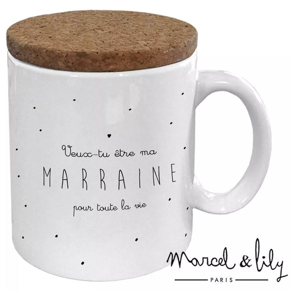 Tasse annonce « Veux-tu être ma marraine? » - Vanille Coton