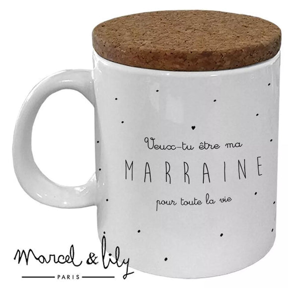 Tasse annonce « Veux-tu être ma marraine? » - Vanille Coton