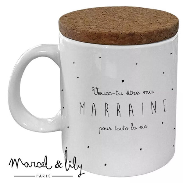 Tasse annonce « Veux-tu être ma marraine? » - Vanille Coton