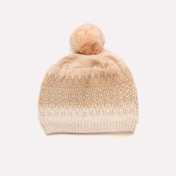 Bonnet à pompon BOSTON - Vanille Coton