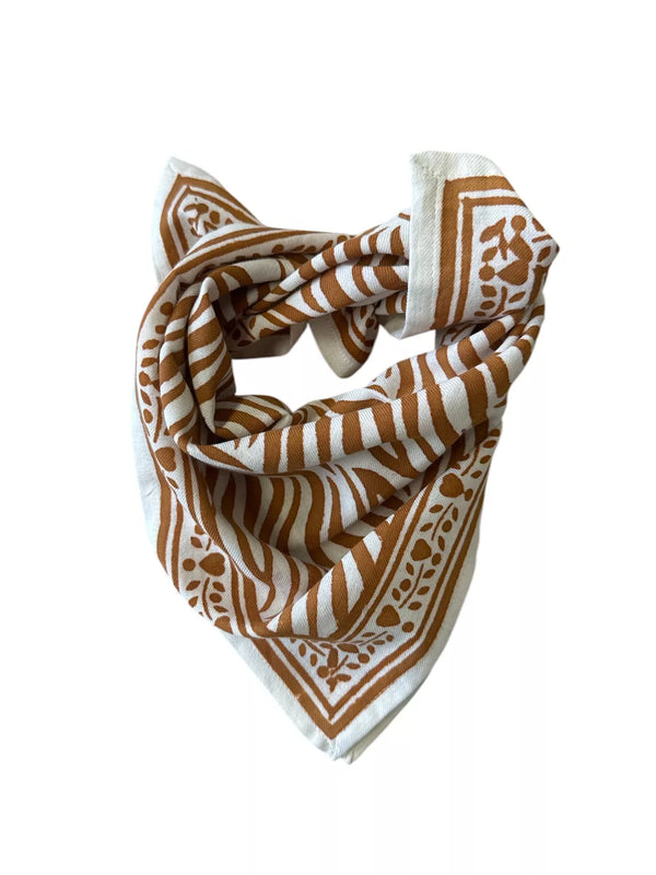 Foulard bébé/enfant Zèbre camel - Vanille Coton