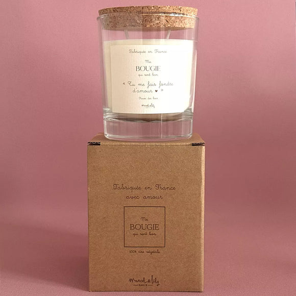 Bougie « Tu me fais fondre d'Amour » - Vanille Coton