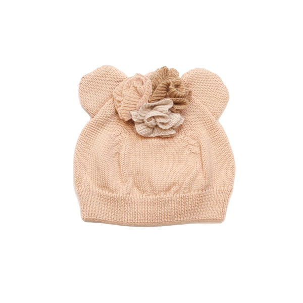 Bonnet bébé Mérinos BISOUS - Vanille Coton