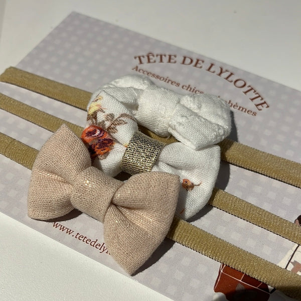 Trio bandeaux bébés - Vanille Coton