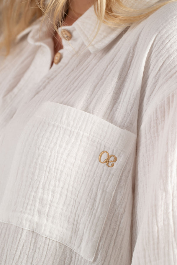 Robe chemise de maternité Bertille - Vanille Coton