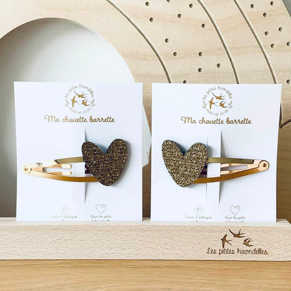 Grande barrette Coeur - Vanille Coton