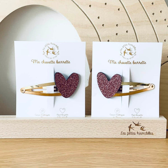 Grande barrette Coeur - Vanille Coton