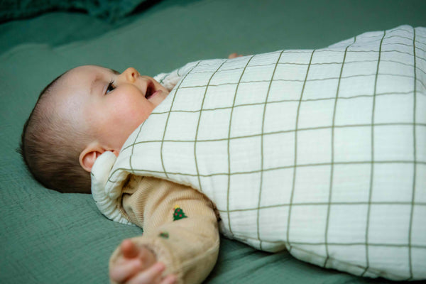 Gigoteuse en gaze carreau vert - Vanille Coton