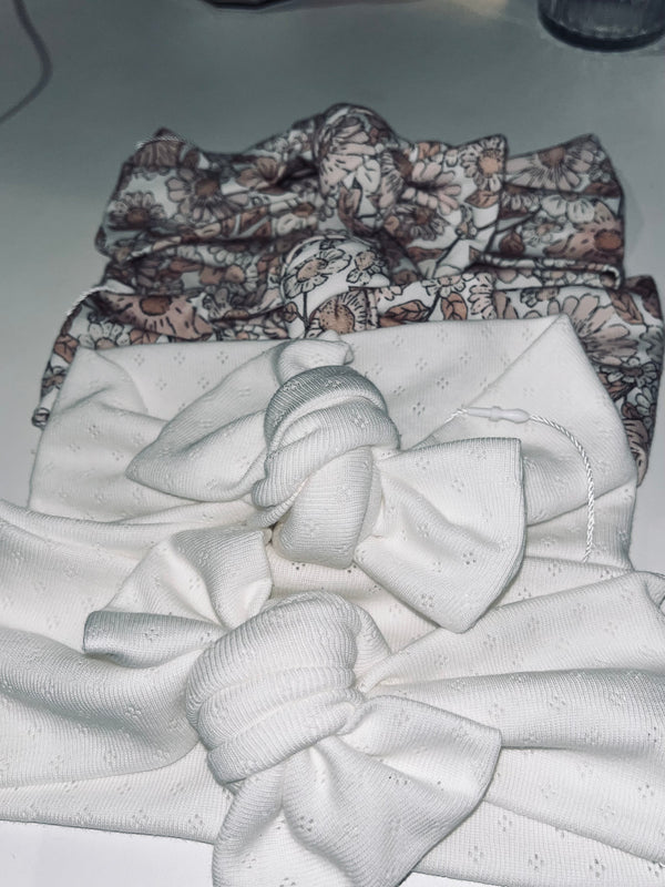 Bandeaux noeuds extensibles Bébé - Vanille Coton