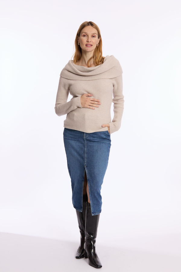 Pull de grossesse et d'allaitement KIM - Vanille Coton