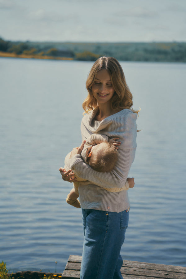 Pull de grossesse et d'allaitement KIM - Vanille Coton