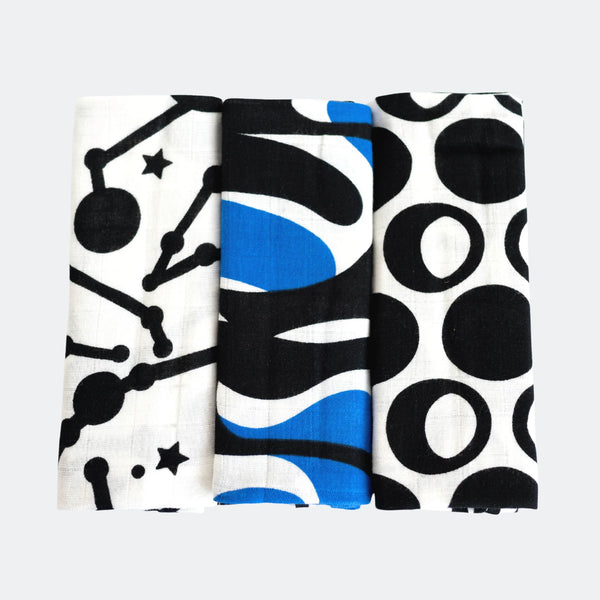 Lot de 3 Langes contrastés - Vanille Coton