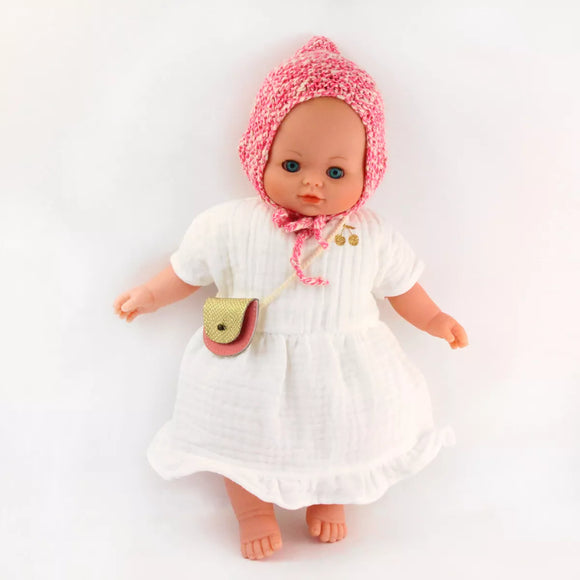 Robe poupée gaze coton blanche et accessoires - Vanille Coton