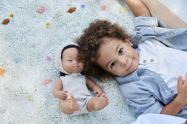 Barboteuse vêtements poupée tricoté beige 38 cm - Vanille Coton