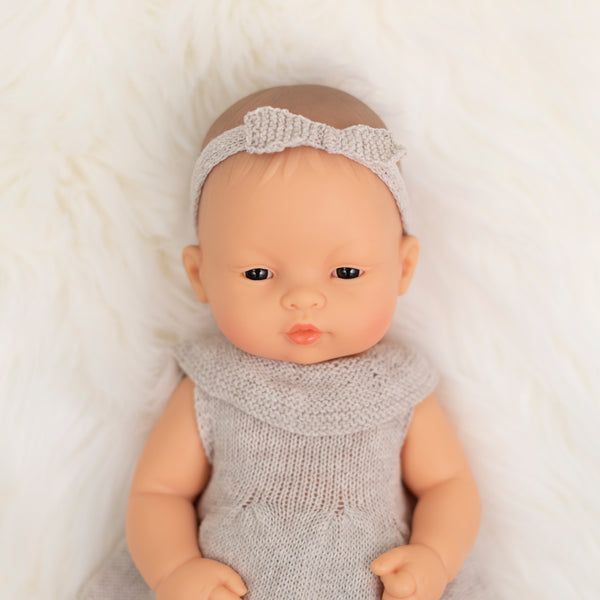 Ensemble tricoté beige pour poupée 32cm - Vanille Coton