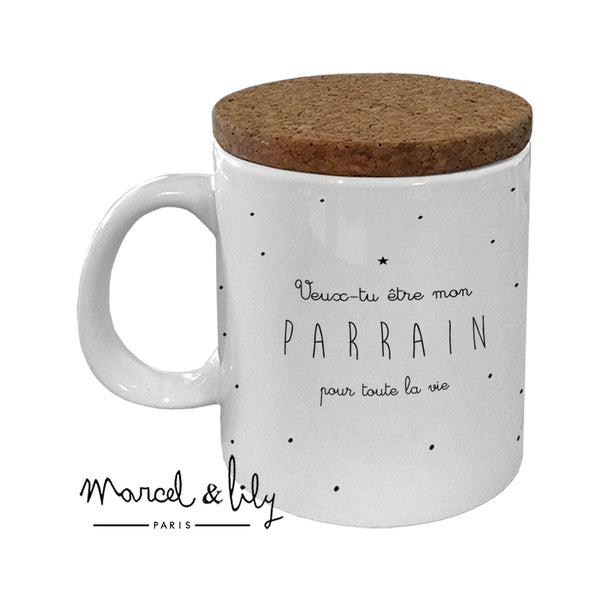 Tasse annonce « Veux-tu être mon Parrain? » - Vanille Coton