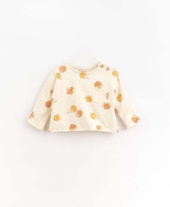 Tee-shirt manches longues imprimé Fish - Vanille Coton