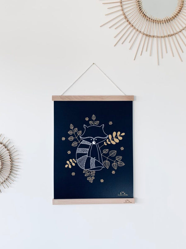 Affiche raton laveur - Vanille Coton