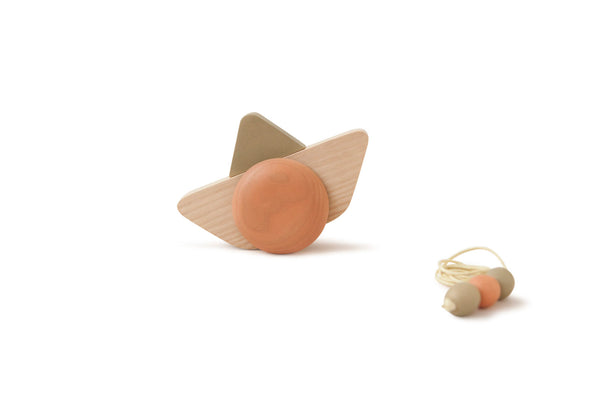 Navire à tirer/pousser en bois - Vanille Coton