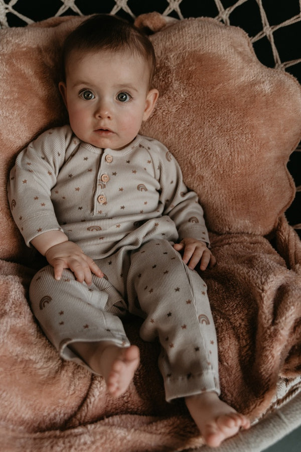 Pyjama sans pied arc en ciel rose - Vanille Coton