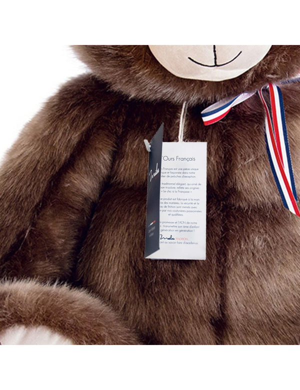 Peluche ours français 35 cm - Vanille Coton